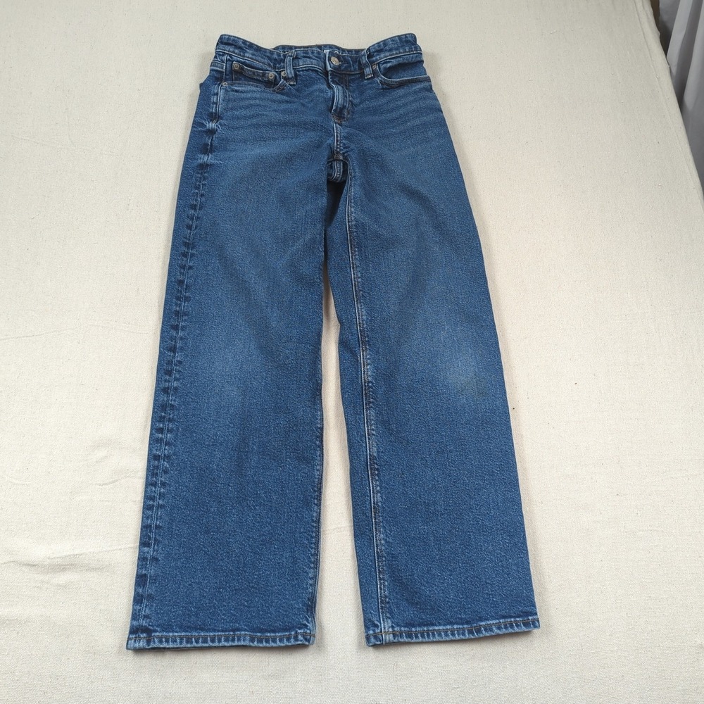 American Eagle Jeans Womens 00 Blue Short Stovepipe Wide Leg Dark Wash Boho